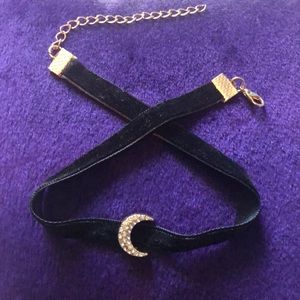 Black and Gold Crescent Moon Choker